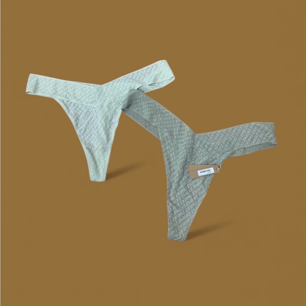 Skims Size 2x Bundle Of Thongs Logo Mesh Thong Panty Bone & Talc NWT Panties